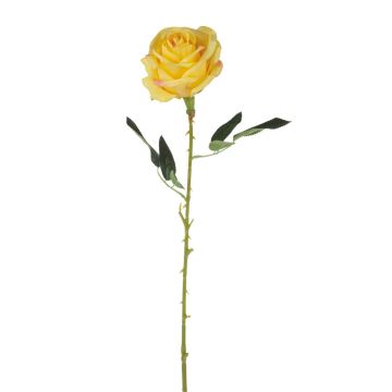 Rose artificielle ELEAZAR, jaune, 65cm, Ø9cm