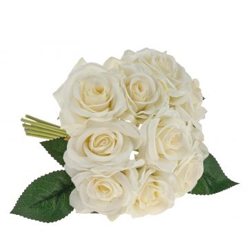 Bouquet de roses artificielles GAUTAM, crème-blanc, 25cm