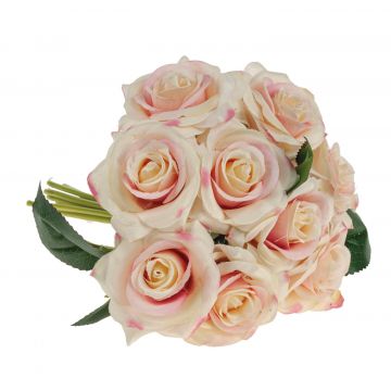 Bouquet de roses artificielles GAUTAM, crème-rose, 25cm