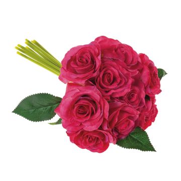 Bouquet de roses artificielles GAUTAM, fuchsia, 25cm