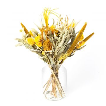 Bouquet de fleurs séchées MARUKA avec panicules, jaune-vert, 45cm, Ø20cm