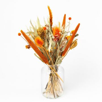 Bouquet de fleurs séchées MARUKA avec panicules, orange-jaune, 45cm, Ø20cm
