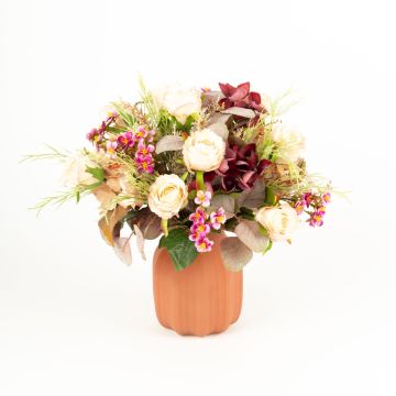 Udo's choice : Bouquet automnal FEALA, abricot-fuchsia, 35cm, Ø35cm
