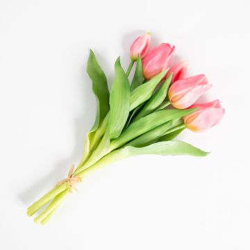 Bouquet de tulipes artificielles LEANA, rose, 30cm, Ø20cm