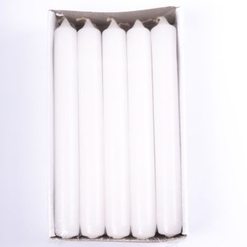 Bougie décorative CHARLOTTE, 10 pièces, blanc, 18,5cm, Ø2,1cm, 6,5h - Made in Germany