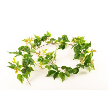 Guirlande de vigne vierge à trois pointes artificielle LEDURANA, collection écologique, vert-orange, 150cm
