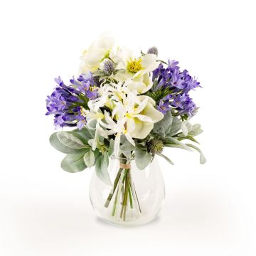 Bouquet d'hiver artificiel ALANA, blanc-violet, 35cm, Ø30cm