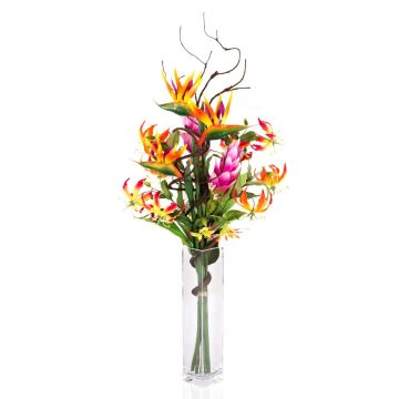 Bouquet du paradis SALOA, Strelitzia et Gloriosa, orange, 95cm, Ø35cm