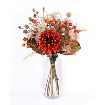 Bouquet d'automne artificiel KALENA, chrysanthème, orange, 70cm, Ø45cm