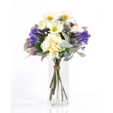 Bouquet d'hiver artificiel ALANA, blanc-violet, 45cm, Ø30cm