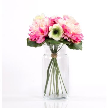 Bouquet de pivoines artificielles MADDIE, anémone, rose-blanc, 30cm, Ø20cm