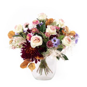 Udo's choice : Bouquet de fin d'été FRINGILLA, crème-violet-rose, 50cm, Ø55cm