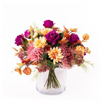Udo's choice : Bouquet de fin d'été CIRILLA, rose-violet-orange, 45cm, Ø60cm