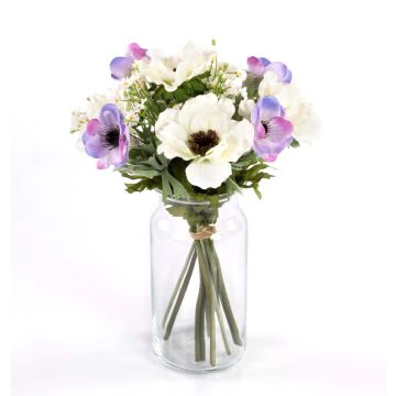 Bouquet d'anémones artificiel AIMEE, pâquerettes, bleu-blanc, 30cm, Ø20cm