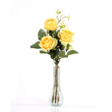 Bouquet de roses artificielles SIMONY, avec feuilles, jaune, 45cm, Ø20cm