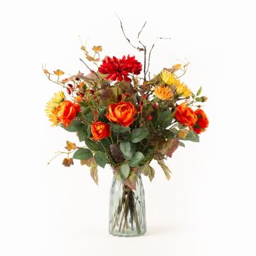 Bouquet d'automne artificiel HELIANTA, orange-brun, 40cm, Ø30cm