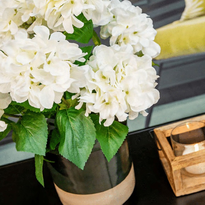 Hortensias comme déco de table